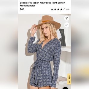 Lulus seaside vacation navy blue romper